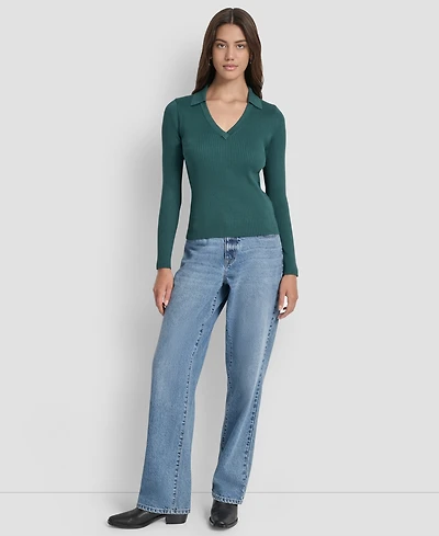 Dkny Jeans Women's Ribbed Long Sleeve Sweater