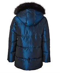 Kensie Girl Big Girls Iridescent Hooded Puffer Jacket