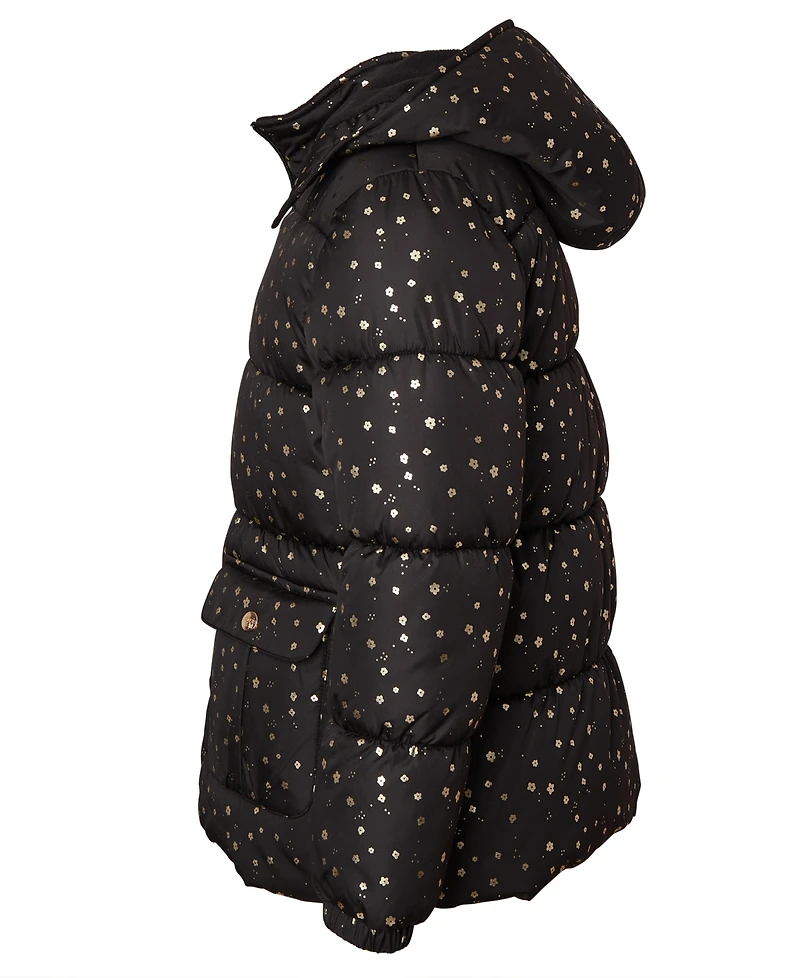 Kensie Girl Big Girls Foil Dot Puffer Jacket with Beanie