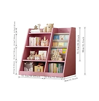 Jujabu Pink Wood Kids Bookshelf Toy Storage Organizer with Sling Book Rack Shelf for Playroom