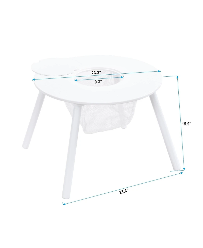 Jujabu 5-Piece White Wood Children's Panel Table with 4 Chairs, Suitable for kids
