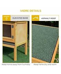 PawHut Wooden Rabbit Hutch Bunny Cage with Openable Waterproof Roof