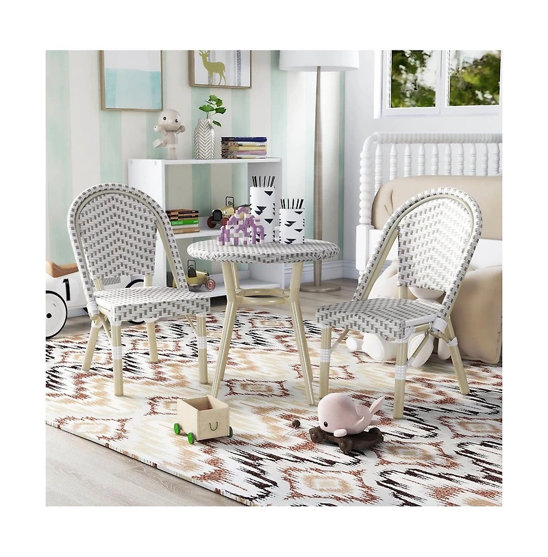 Enitial Star Dakie Aluminum 3-Piece Patio Kids Chair and Table Set