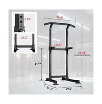 Zenova Pull Up Bar Dip Bar Power Tower Workout Dip Station Height Adjustable Free Standing Chin Up Bar