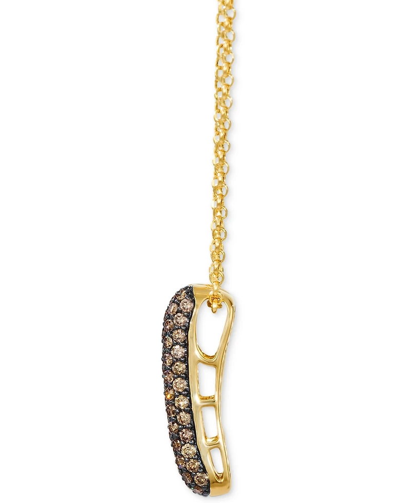 Le Vian Chocolate Diamond & Polished Double Curved Bar 20" Pendant Necklace (5/8 ct. t.w.) in 14k Gold