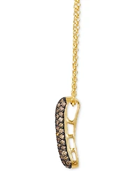 Le Vian Chocolate Diamond & Polished Double Curved Bar 20" Pendant Necklace (5/8 ct. t.w.) in 14k Gold
