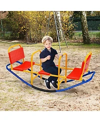Akiudex 3-Seater Kids Teeter Totter with Backrest and Handrails for Ages 3–8