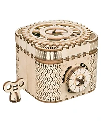 Robotime Puzzle Box 3D Wooden Puzzle Model Kits, Beige, 4.9"4"3.4"