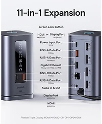 Baseus Laptop Docking Station, 11 in 1 Triple 4K Display Hdmi/Dp, 10Gbps Usb A/C Fast Data, Pd 100W, Ethernet, Audio, Usb C Docking Station for Window