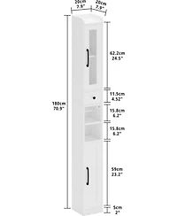 Tall Bathroom Cabinet with Drawer, Door and Adjustable Shelves, White