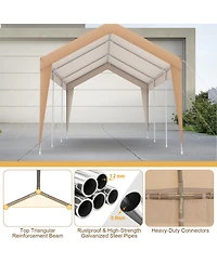 Akiudex 10x20 Ft Heavy-Duty Carport with Removable Sidewalls and Pe Canopy Cover