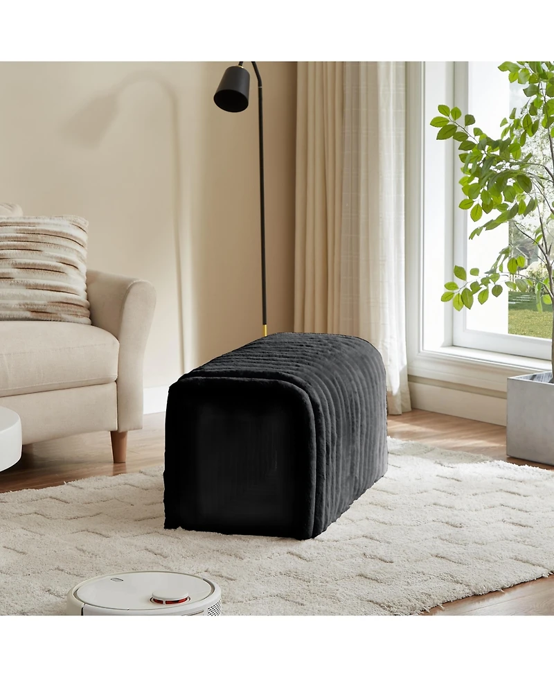 Aostirmotor 17 in. Storage Bench Pet Supplies Corduroy Bench Cat's nest to hide in