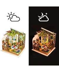Robotime Dollhouse Kit Wooden 1:24 Scale Diy Miniature with Furniture Sets Best Birthday Gifts for Adults, Multicolored, 7.68"7.2"8.27"