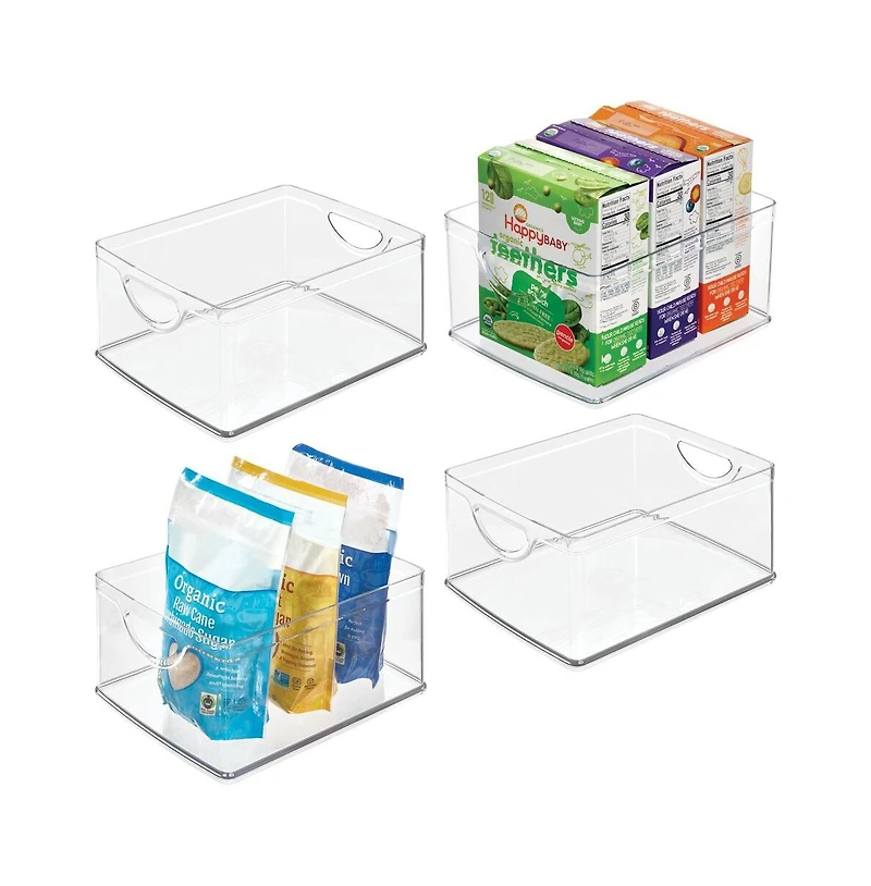 iDesign Stackable Pantry Storage Bin with Handles, Set of 4, Clear