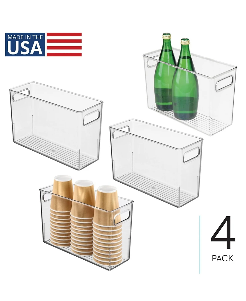 iDesign Plastic Storage Bin with Handles - Set of - Clear