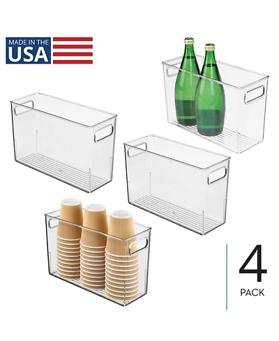 iDesign Plastic Storage Bin with Handles - Set of - Clear