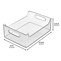 iDesign Plastic Stackable Pantry Bin with Handles, Set of 2, Clear, Made in Usa