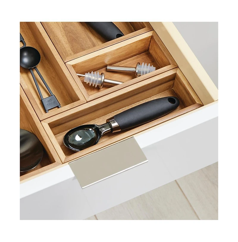 iDesign Acacia Wood Kitchen Drawer Organizer - Set of 3 - Natural