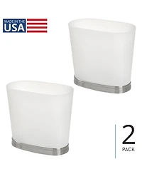 iDesign Oval Bathroom Trash Can, Set of 2, Frost/Brushed Nickel, Made in Usa
