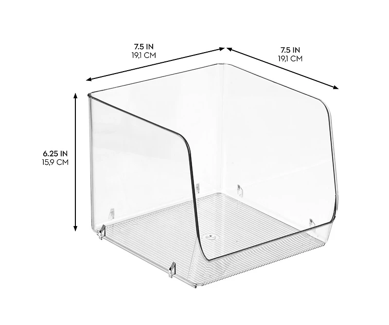 iDesign Open-Front Bin for Household Storage, Set of 2, Clear, Made in Usa