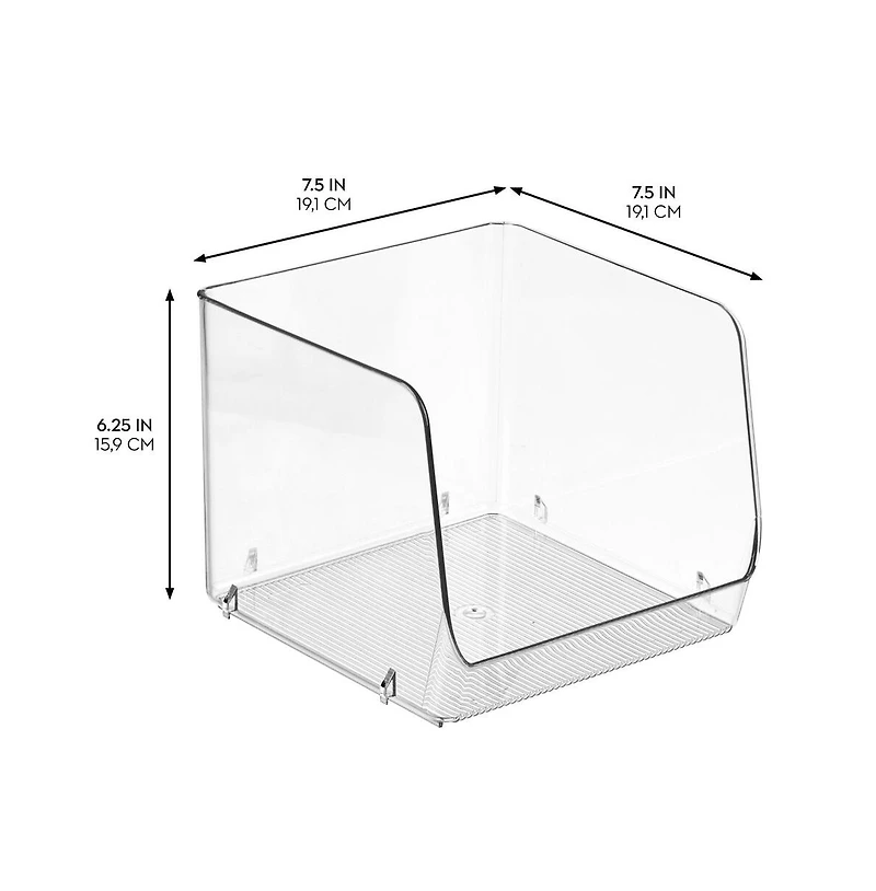 iDesign Open-Front Bin for Household Storage, Set of 4, Clear, Made in Usa