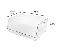 iDesign Stackable Open-Front Bin with Handles, Set of 2, Clear, Made in Usa