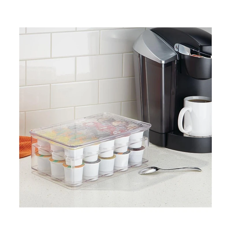 iDesign Stackable Coffee Pod Holder for K-Cup Pods - 29 K-Cup Capacity - Set of 2 - Clear