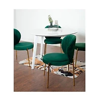 Roundhill Furniture Amoa 5-Pc Dining Set, White Round Dining Table with 4 Chairs, Green