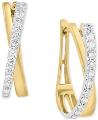 Effy Diamond Crossover Oval Hoop Earrings (1 ct. t.w.) in 14k Gold