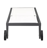 Meridian Furniture Nizuc White Mesh Water Resistant Fabric Outdoor Patio Chaise Lounge Chair