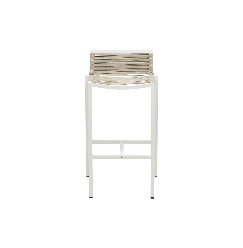 Meridian Furniture Maldives Cream Rope Fabric Outdoor Patio Barstool, Set of 2