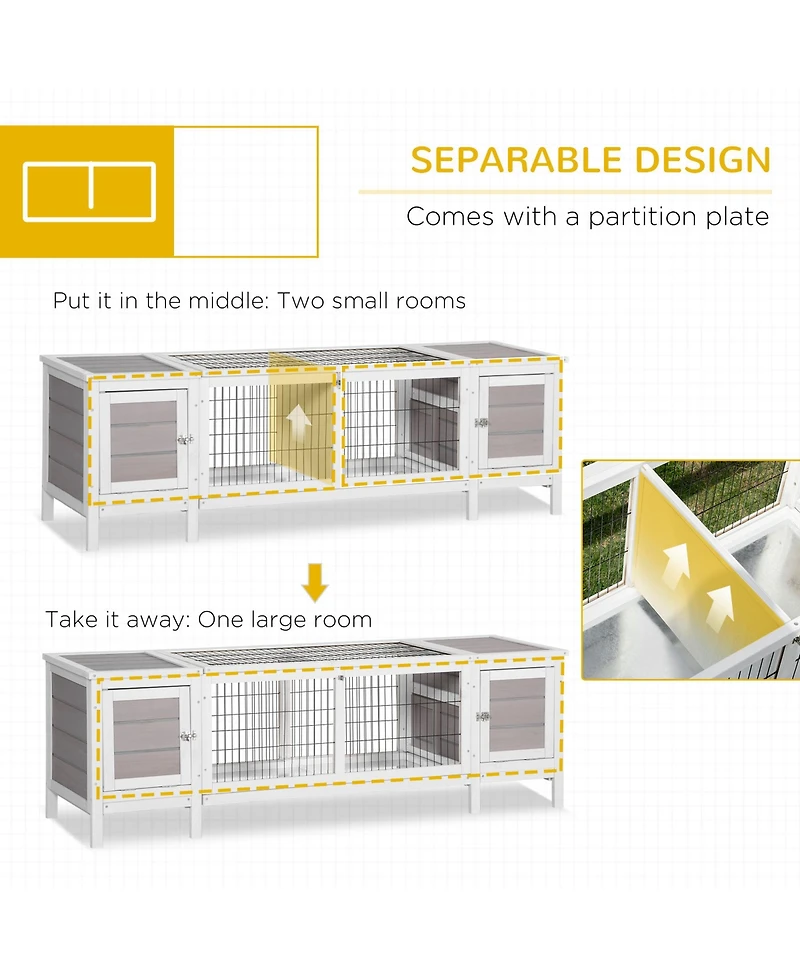 PawHut Rabbit Hutch, Bunny Cage, Guinea Pig House,