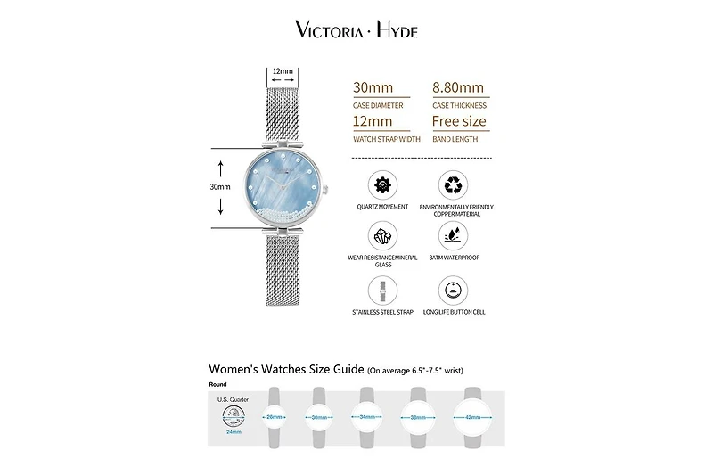 Woman Watch 30mm Mother-of-pearl dial 60 pearls, Victoria Hyde