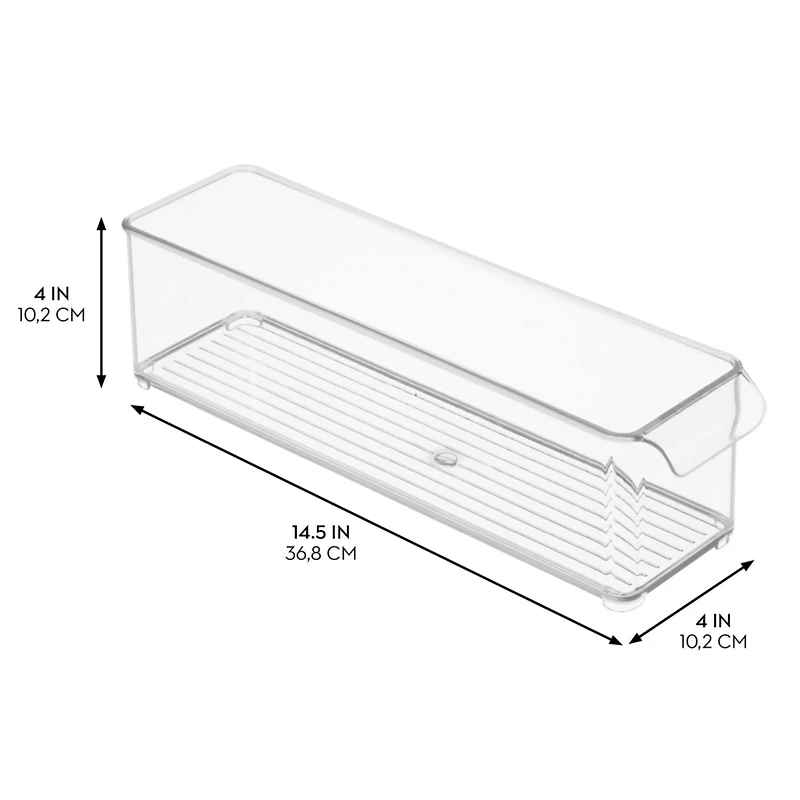 iDesign Stackable Fridge Storage Bin with Handle, Set of 6, Clear, Made in Usa