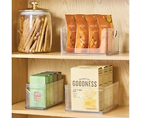 iDesign Stackable Pantry Storage Bin with Handles, Set of 2, Clear