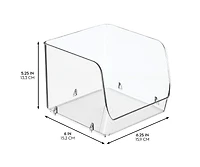 iDesign Stackable Open-Front Storage Bin, Set of 6, Clear, Made in Usa