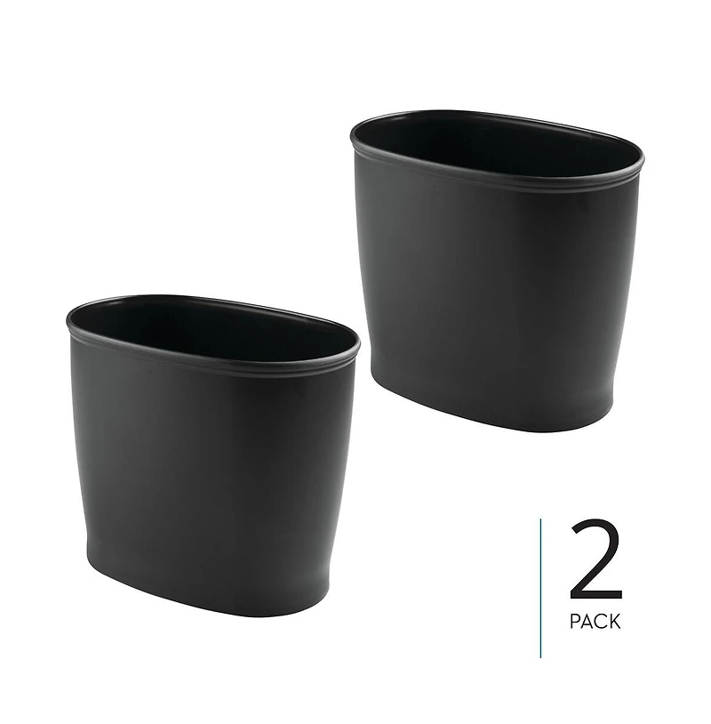 iDesign Small Oval Plastic Bathroom Trash Can, Set of 2