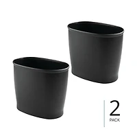 iDesign Small Oval Plastic Bathroom Trash Can, Set of 2