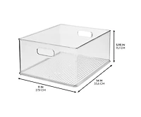 iDesign Stackable Plastic Storage Bin with Handles, Set of 3, Clear, Made in Usa
