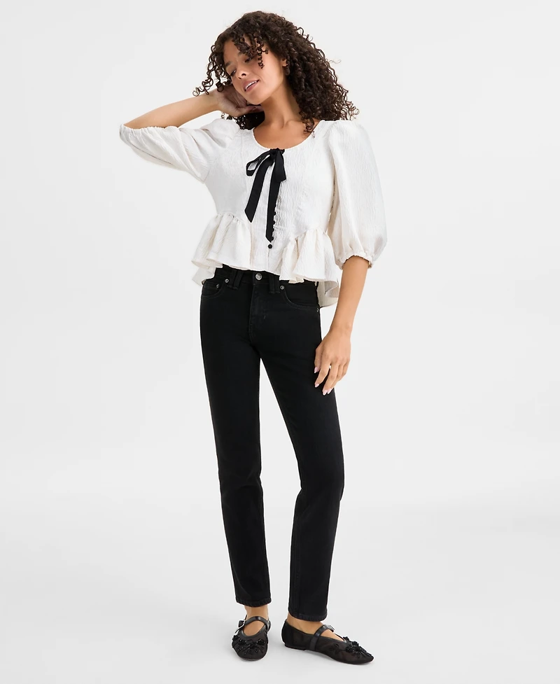 Free People Women's Oracle Low-Rise Slim Straight Jeans
