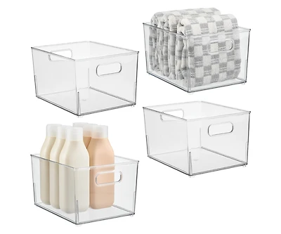 iDesign Small Stackable Bathroom Storage Bin - Set of 4 - Clear - Made in Usa