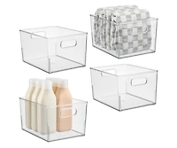 iDesign Small Stackable Bathroom Storage Bin - Set of 4 - Clear - Made in Usa