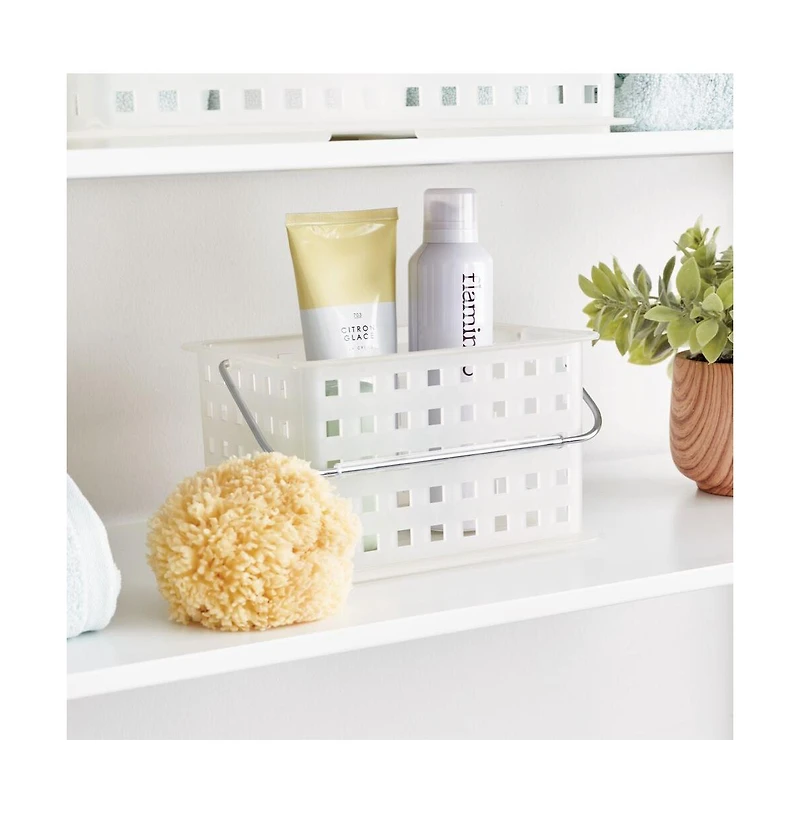 iDesign Medium StackableShower Caddy Basket, Set of 3, Frost, Made in Usa