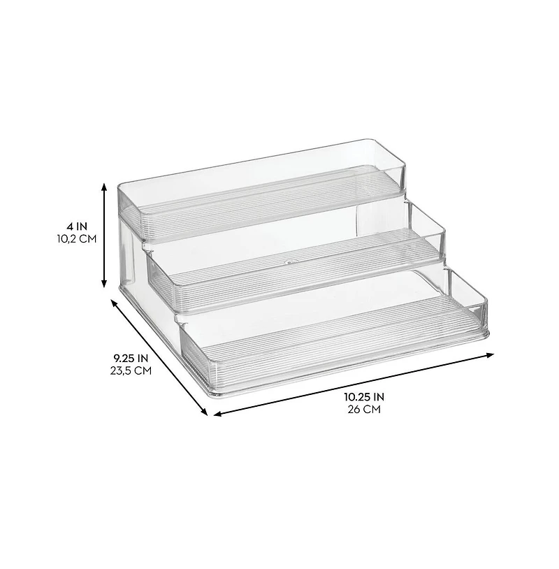 iDesign 3-Tier Spice Rack Organizer for Cabinets, Set of 2, Clear, Made in Usa