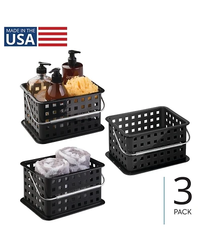 iDesign Small Stackable Shower Caddy Basket, Set of 3, Black, Made in Usa