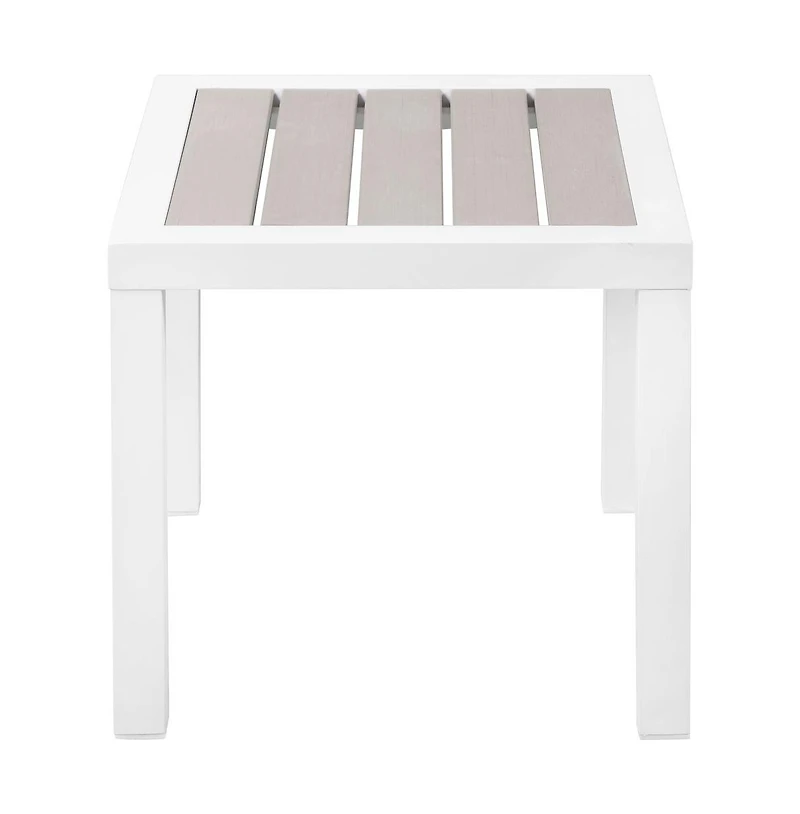 Meridian Furniture Nizuc Grey Wood Look Accent Paneling Outdoor Patio Aluminum End Table