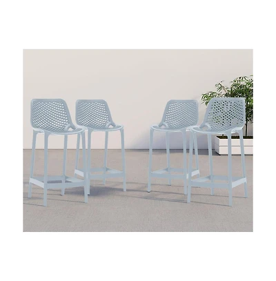 Meridian Furniture Mykonos Sky Blue Outdoor Patio Stool, Set of 4