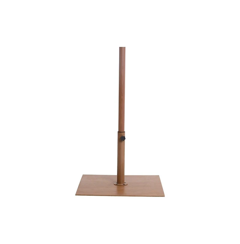 Meridian Furniture Amalfi Navy With Cream Piping / Teak Metal Patio Umbrella with Base Sets