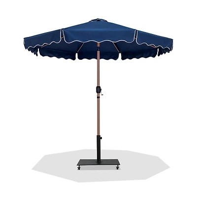 Meridian Furniture Amalfi Navy With Cream Piping / Matte Metal Patio Umbrella with Base Sets