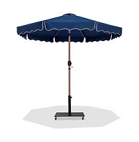 Meridian Furniture Amalfi Navy With Cream Piping / Matte Metal Patio Umbrella with Base Sets